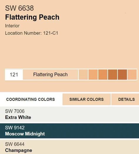 Sherwin Williams Flattering Peach SW 6638 Paint Color - Interiors By Color Peach Sherwin Williams, Peach Paint Colors, Orange Paint Colors, Sherwin Williams Extra White, Peach Paint, Bath Paint, Sherwin Williams Paint Colors, Orange Paint, Sherwin Williams