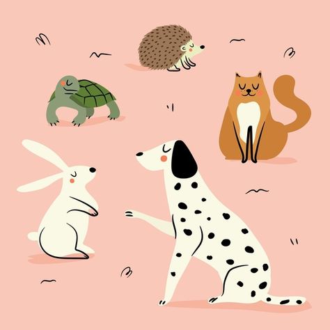 Different pets illustration concept | Free Vector #Freepik #freevector #design #dog #cat #cute Pets Illustration, Illustration Mignonne, Baby Illustration, Dog Branding, Concept Illustration, Art Et Illustration, Dog Illustration, Animal Heads, Cute Animal Drawings