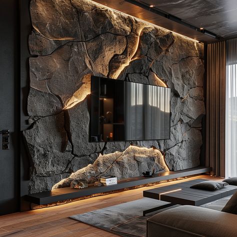 Rock Accent Wall Living Room, Stone Tv Wall, Stone Wall Interior, Interior Stone Wall, Best Greige Paint, Best Greige, Interior Accent Wall, Deco Cinema, Old Style House