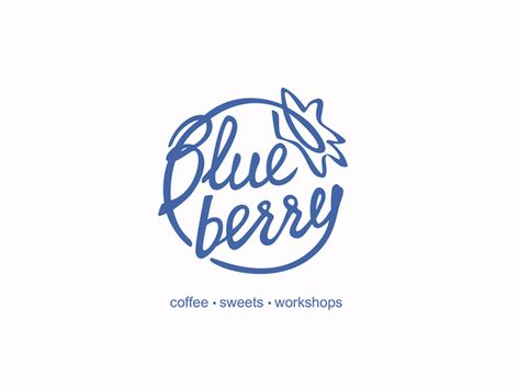 Blueberry logo by Darya Gilmutdinova Barrel Logo Design, Blueberry Logo Design, Berry Logo Design, Blueberry Packaging, Blueberry Design, Watermark Ideas, Mobile Coffee Shop, Blue Cafe, Blueberry Farm