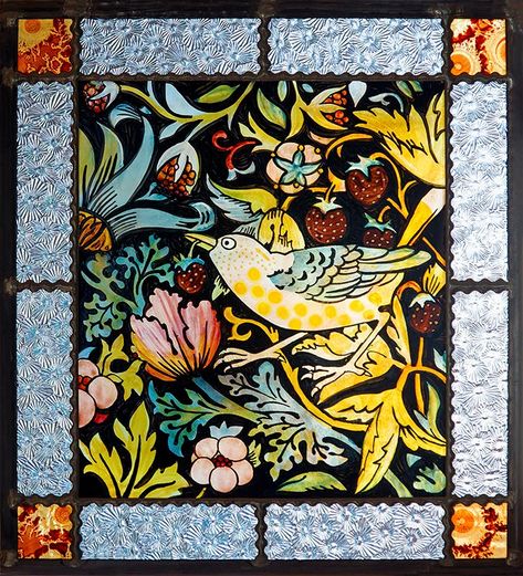 Bird stained glass, handpainted, kilnfired glass, bird suncatcher, arts & crafts, strawberry robber, William Morris, Vogel Glasmalerei, gift Waterhouse Mermaid, Victorian Stained Glass Windows, Hanging Stained Glass, Pre Raphaelite, Arts And Crafts Movement, Leaded Glass, Stain Glass, Glass Birds, Stained Glass Windows