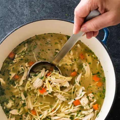 Old-Fashioned Chicken Noodle Soup | Cook's Country Old Fashioned Chicken Noodle Soup Recipe, Best Chicken Noodle Soup, Easy Slow Cooker Chicken, America's Test Kitchen Recipes, Noodle Soup Recipes, Soup Recipes Chicken Noodle, Chicken Soup Recipes, Americas Test Kitchen, Chicken Noodle Soup