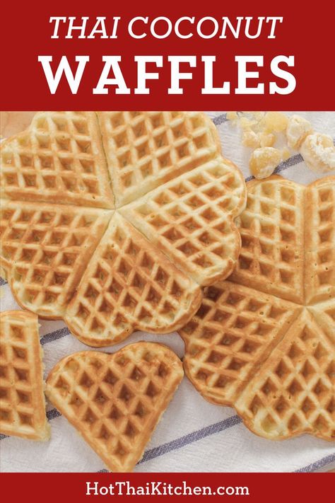 Coconut Waffle Recipe, Coconut Milk Waffle Recipe, Laos Desserts, Coconut Waffles, Thai Breakfast, Dairy Free Waffles, Thai Dinner, Thai Recipes Authentic, Morning Recipes