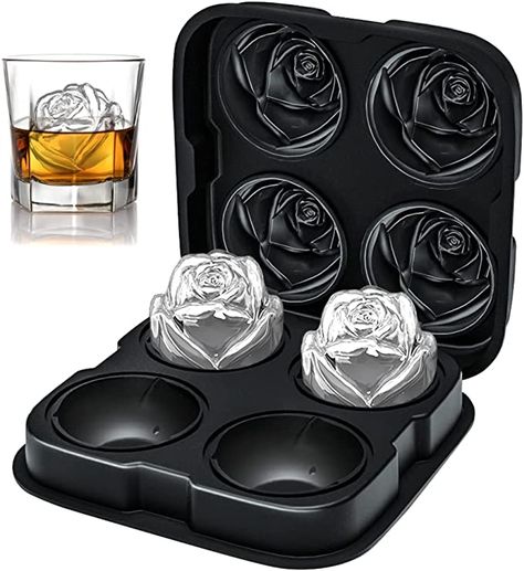 Shaped Ice Cubes, Drink Tray, Whisky Cocktail, Frozen Rose, Rose Molds, Floral Ice, Silicone Ice Trays, Ice Ball Maker, Homemade Cocktails