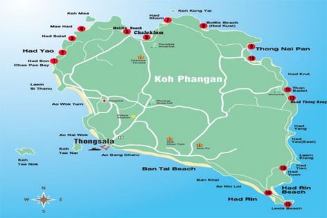 carte détaillée des plus belles plages de koh Phangan Thailande Kho Samui, Thailand Map, Thailand Honeymoon, Ko Samui, Koh Phangan, Diving Center, Koh Tao, Destination Voyage, Koh Samui