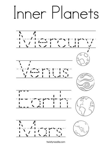 Inner Planets Coloring Page - Twisty Noodle Planets Coloring Pages, Kid Worksheets, Space Activities Preschool, Planets Coloring, Work Templates, Planets Activities, Solar System Activities, Planet Coloring Pages, Space Week