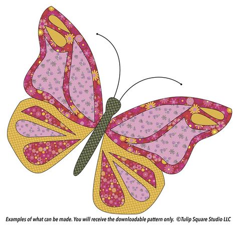 Free Appliqué Pattern - Lovely Butterfly - TulipSquare.com Butterfly Applique Pattern Free, Butterfly Applique Pattern, Quilt Butterfly, Holiday Quilt Patterns, Quilted Placemat Patterns, Free Applique Patterns, Butterfly Applique, Quilts Decor, Applique Quilt Patterns