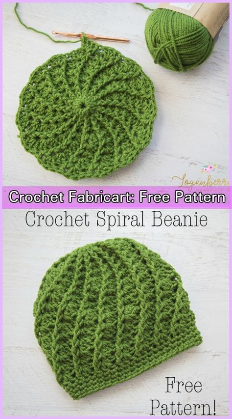 Crochet Spiral Beanie Hat Free Crochet Pattern Crochet Twist Top, Hat Free Crochet Pattern, Crochet Spiral, Pola Topi, Hats Pattern, Spiral Crochet, Beanie Hat Pattern, Easy Crochet Hat, Crochet Twist