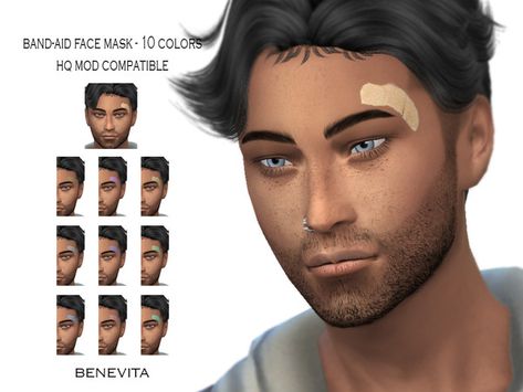 Benevita's Band-Aid Face Mask [HQ] Sims 4 Band Aid, Sims 4 Nose Band Aid, Face Bandages, Costume Makeup, Animal Skin, Maxis Match, The Sims Resource, Sims Resource, Sims 2