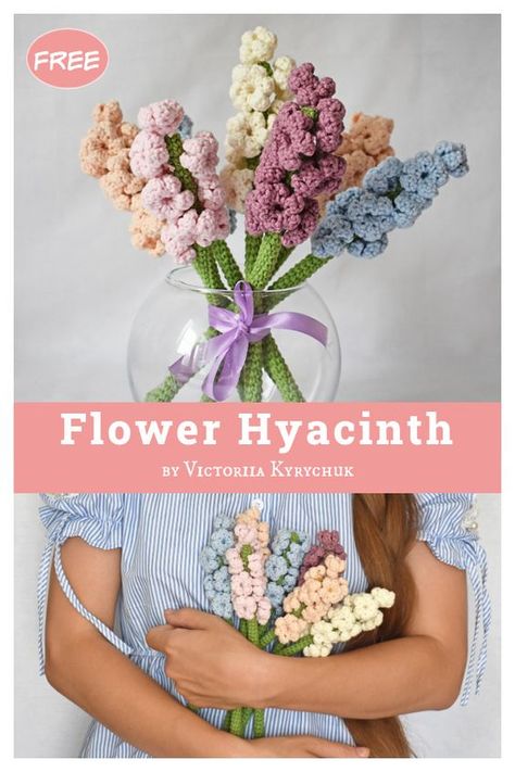 Crochet Flowers Pot Free Pattern, Crochet Bouquet Of Flowers Free Pattern, Spring Flowers Crochet, Hyacinth Crochet Free Pattern, Crochet Spring Flowers Free Pattern, Crochet Lilac Flower Pattern, Crochet Flowers Beginner, Crochet Hyacinth Pattern Free, Free Crochet Bouquet Pattern