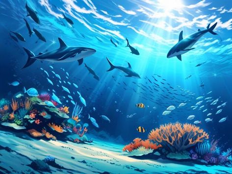 Photo the underwater world of the ocean ... | Premium Photo #Freepik #photo Fantasy Ocean Art, Under Ocean, World Oceans Day, Under The Ocean, Ocean Day, World Images, Oceans Of The World, Ocean Theme, Under Water