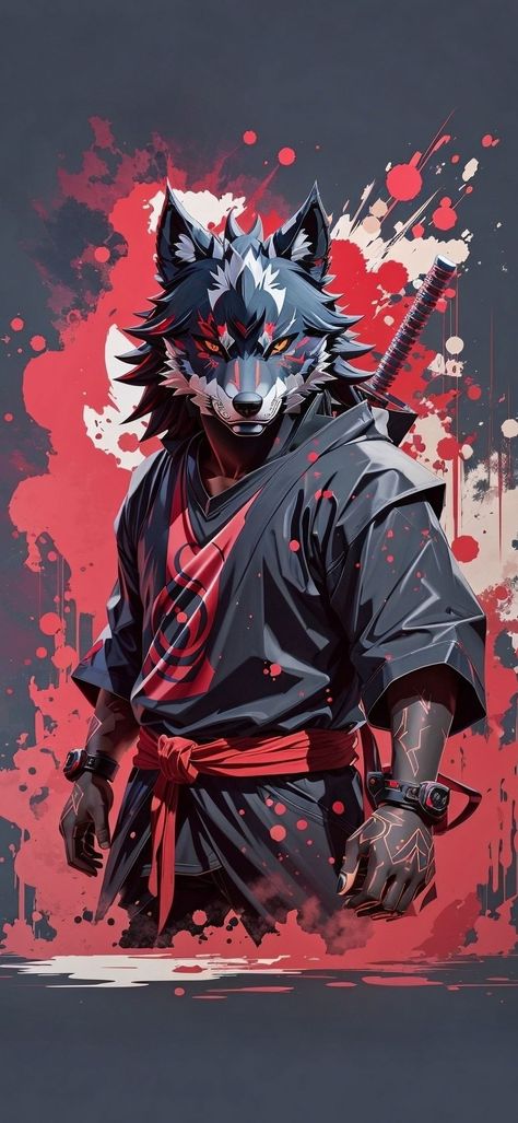 Wolf Samurai Art, Wolf Japanese Art, Werewolf Wallpaper, Wolf Samurai, Samurai Wolf, Prison Drawings, Wolf Warrior, Beard Art, Wolf Warriors