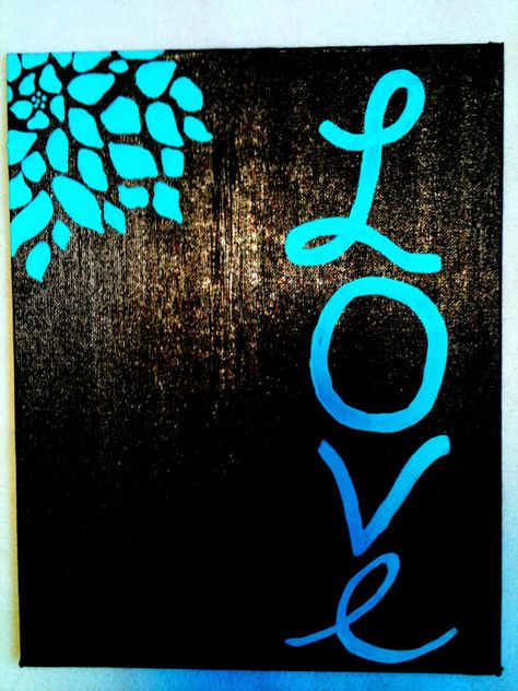 "Love" Canvas Painting Rainbow Canvas Painting, Canvas Painting Cute, Black Canvas Painting, Art House Decor, Love Canvas Painting, Painting Cute, Black Canvas Paintings, Rainbow Canvas, Quotes Art