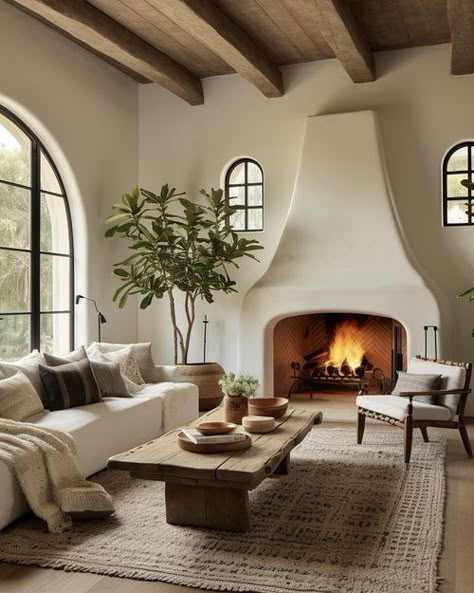 Portfolio — Gilded Hearth Interiors | Let your home tell YOUR story. Adobe Style Fireplace, Spanish Style Chimney, Stucco Homes Interior, Sante Fe Style Homes, Spanish Modern Fireplace, Spanish Style Fireplace Living Room, Adobe Style Homes Interior Design, Hacienda Fireplace, Mediterranean Fireplace Ideas