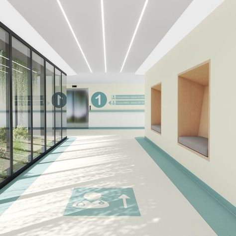 Hospital Design Architecture, Healthcare Interior Design, Modern Hospital, Hospital Architecture, Healthcare Architecture, Navigation Design, Wayfinding Design, Cabinet Medical, Van Color