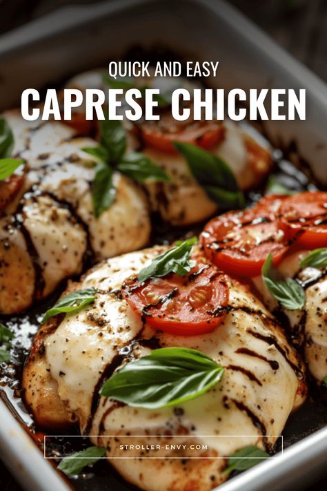 Easy Caprese Chicken Recipe Chicken Caprese Recipe, Balsamic Sauce, Chicken Caprese, Tomatoes Mozzarella, Seared Chicken, Main Dish Casseroles, One Pan Dinner, Healthy Chicken Dinner, Caprese Chicken