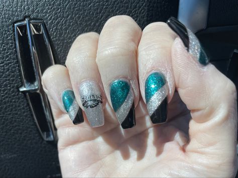 Honolulu Blue Nails Detroit Lions, Eagles Nails Designs, Philadelphia Eagles Nail Art, Philadelphia Eagles Nails Designs, Eagles Nails Philadelphia, Eagles Football Nails, Philadelphia Eagles Nails, Eagles Nails, Eagle Nails