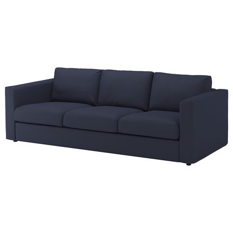 IKEA - VIMLE, Sofa, Orrsta black-blue, This soft and cozy sofa will have a long life as the seat cushions are filled with high resilience foam that gives good support for your body and quickly regains its original shape when you get up. Ikea Bank, Ikea Vimle, Cosy Sofa, Cozy Sofa, Ikea Sofa, Sofa Frame, Ikea Family, Large Sofa, Comfortable Sofa