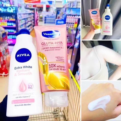 Vaseline Gluta Hya And Nivea, Whiting Skin Products, How To Have White Skin, Nivea Extra White, Vaseline Uses, Makeup Tip, Beautiful Skin Care, Natural Face Skin Care, Good Skin Tips