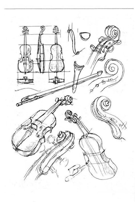 Music Sketches, Violin Drawing, Object References, Unique Wrist Tattoos, Wrist Tattoo Designs, Violin Art, Violin Design, Instrument Music, Doodle Art Flowers