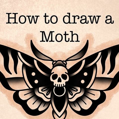 🆁🅸🅲🅷🅰🆁🅳 🆂🅷🅰🆆 on Instagram: "How to Draw a Traditional Moth Tattoo! Made easy with a simple to follow step by step guide. 

Learning to break down designs to simple shapes will not only let you understand how to draw that design but in time help you understand their structure allowing you to modify and create your own different variations with ease. It all starts with the basics, a good foundation helps you build higher. 

I have more tutorials on my page and YT and I have my sets with @tattoospaceco 

#howtodraw #drawingtutorial #drawingtips #learntodraw #tattooart #tattoodrawing #tattoodesign #tattooidea #tattooartwork #drawingtips #thebrokenpuppet" How To Draw A Moth, Moth Tattoo Chest, Traditional Tattoo Tutorial, Traditional Moth, Traditional Moth Tattoo, Moth Drawing, Good Foundation, Deaths Head Moth, Moth Tattoo