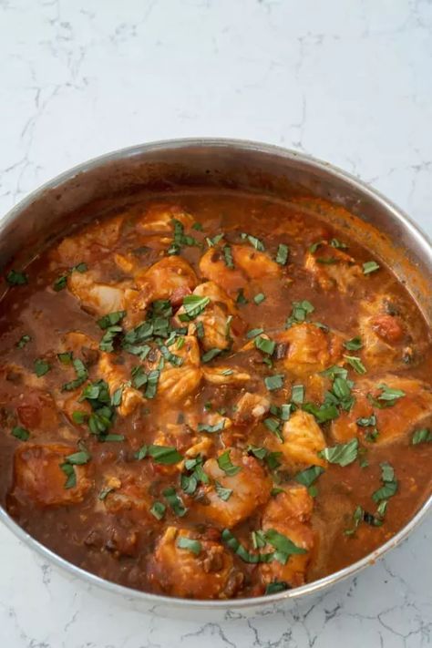 Ligurian Fish Stew | Foodtalk Seafood Stew Recipes, Fish Stew Recipes, Potted Shrimp, Aip Paleo Recipes, Seafood Stew, Fish Stew, Porcini Mushrooms, Small Tomatoes, Seafood Soup