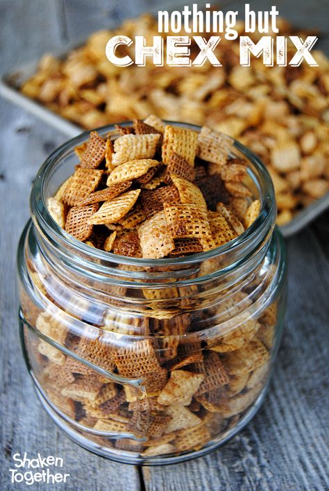 Nothing But Chex Mix - all Chex and nothing but the Chex - they have always been my favorite part of Chex Mix anyway! Chex Cereal Recipes, Savory Chex Mix Recipes, Cereal Squares, Chex Party Mix Recipe, Puppy Chow Chex Mix, Puppy Chow Chex, Chex Recipes, Puppy Chow Chex Mix Recipe, Chex Mix Puppy Chow