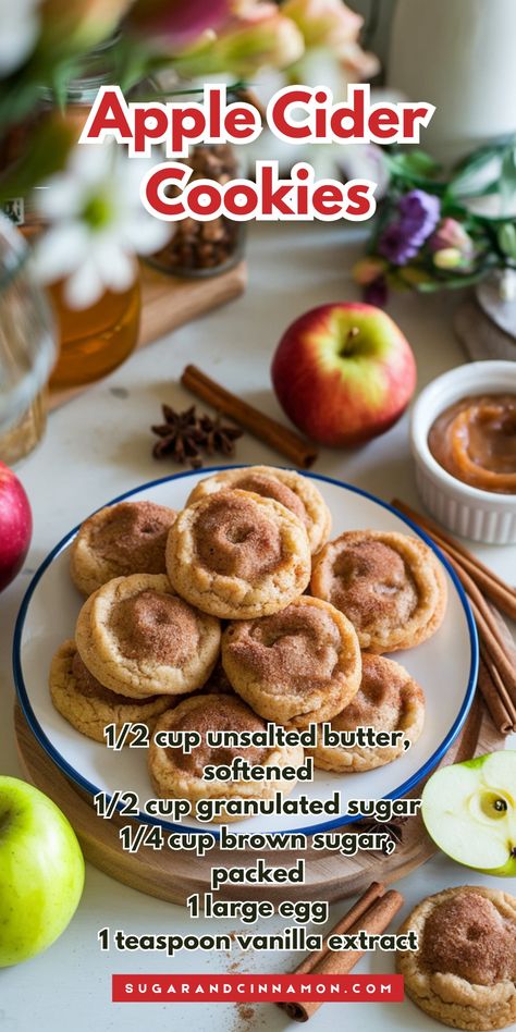 Apple Cider Cookies Cider Cookies, Apple Cider Cookies, Boiled Cider, Autumn Salad Recipes, Iced Oatmeal Cookies, Salted Caramel Cookies, Cookies Sugar, Cranberry Salad, Spiced Apple Cider