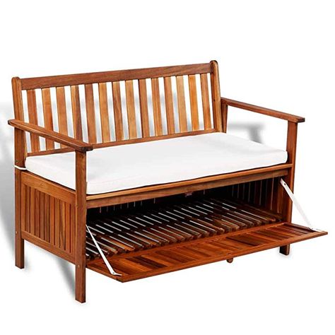 Amazon.com: Festnight Wooden Outdoor Storage Bench Acacia Wood Garden Patio Deck Storage Container with Cushion Seat Armrest and Backrest Cabinet Chair Pool Yard Furniture 47.2" x 24.8" x 33.1" (W x D x H): Gateway Wooden Garden Seats, Indoor Storage Bench, Patio Storage Bench, Garden Storage Bench, White Storage Bench, Wooden Storage Bench, Storage Bench With Cushion, Outdoor Storage Bench, Diy Storage Bench