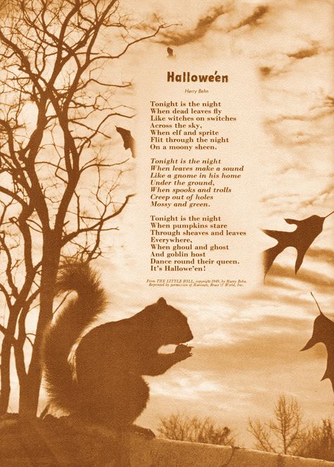 "Hallowe'en" by Harry Behn Doodles Halloween, Halloween Poems, Childrens Poems, Vintage Halloween Images, Halloween Iii, Halloween Artwork, Halloween Magic, Halloween Images, Spooky Scary