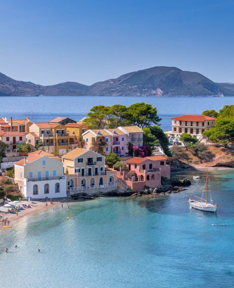 Kefalonia Greece Aesthetic, Greek Mural, Cephalonia Greece, Waterside House, Greece Pics, Greek Landscape, Kefalonia Greece, Travelling Europe, Dream Honeymoon