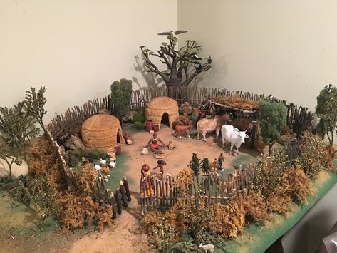 Neolithic Village School Project, Native American Diaroma Ideas, Diaroma Ideas, Christmas Nativity Scene Display, Indian Project, Native American Projects, Winter Art Lesson, Janmashtami Decoration, Fairy Garden Designs