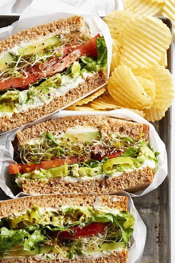 I worked at a sandwich shop that made these vegetable sandwiches stuffed with cucumbers, sprouts, tomatoes, and avocadoes. They were a veggie's dream! Vegetable Sandwiches, Cucumber Sandwiches Recipes, Protein Sandwich, Cucumber Sandwich, Resep Sandwich, Healthy Sandwich Recipes, Cucumber Sandwiches, Sandwich Shop, Veggie Sandwich