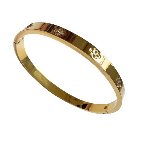 PRICES MAY VARY. This four leaf clover gold bracelet, the use of hidden buckle design, the whole body of gold, inlaid with zirconia gems, the overall exquisite and elegant, the upper top, the lower pull down, you can easily open, chunky gold bracele appears very texture, symbolizing noble, lucky and health. The Clover Bracelet With a total weight of 0.74 ounces and an internal diameter of 2.5 inches and a width of 0.2 inches, this gold women's thick bracelet is elegant and suitable for women to Gold Bracelet Thick, Gold Bangle Bracelets, Four Leaf Clover Bracelet, Clover Bracelet, Amazon Wishlist, Cubic Zirconia Bracelet, Leaf Bracelet, Gold Charm Bracelet, Gold Bangle Bracelet