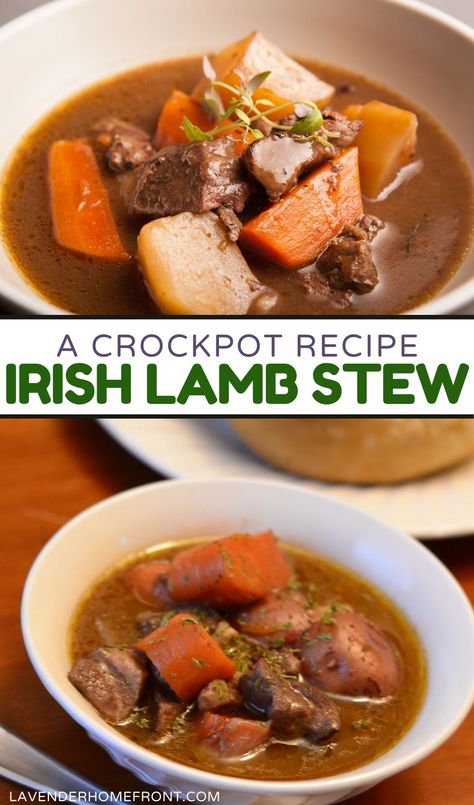 Irish lamb stew recipe in a crock-pot perfect for St. Patrick's Day. Irish Stew Crockpot, Crockpot Lamb, Irish Lamb Stew, Irish Stew Recipe, Stew Crockpot, Lamb Stew Recipes, Hp Sauce, Crockpot Recipes Beef Stew, Crockpot Stew