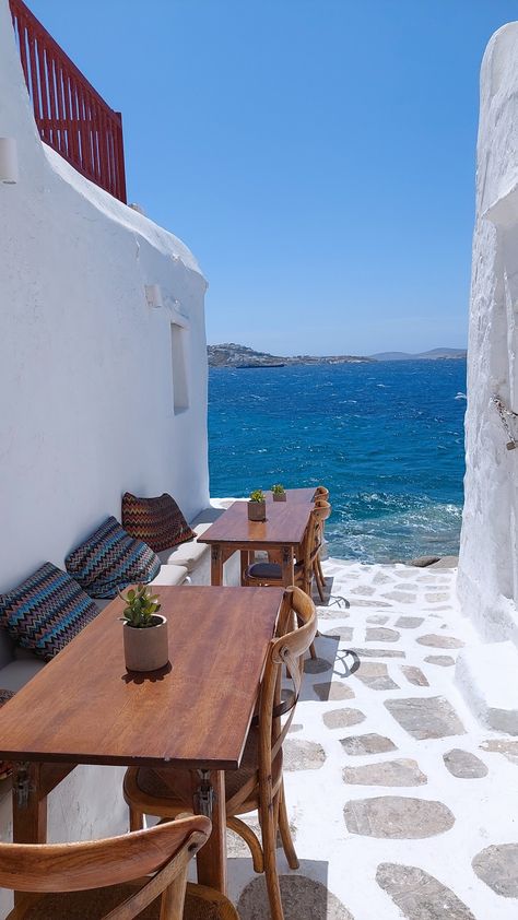 Mykonos, Greece #Mykonos #RestaurantByTheSea #CulinaryParadise #CoastalDining #TravelInspiration Paros Greece Aesthetic, Mykonos Party, Greece Party, Mediterranean Aesthetic, Greece Mykonos, Paros Greece, Mykonos Island, Skiathos, Greece Vacation