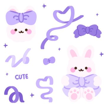 Cute Purple Stickers Printable, Korean Cute Stickers Printable, Purple Stickers For Journal, Ribbon Sticker Printable, Purple Journal Stickers, Purple Stickers Printable, Korean Journal Stickers, Cute Purple Stickers, Confetti Drawing