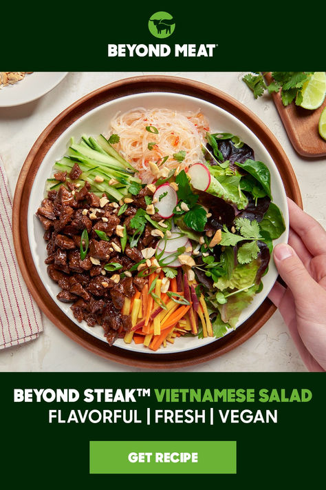 Beyond Steak Recipes, Beyond Steak, Vietnamese Steak, Vegan Vietnamese, Vietnamese Salad, Vietnamese Noodle Salad, Vegan Steak, Kidney Recipes, Salad Vegan