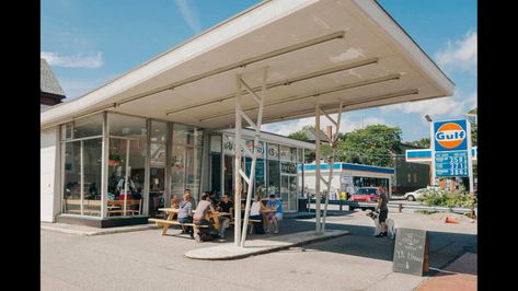 Old gas stations converted into restaurants, bars | CNN Travel Daiquiri Shop, Coffee Bakery, Restaurant Station, Maine Trip, Library Cafe, Coffee Truck, Old Gas Stations, Bbq Restaurant, Filling Station