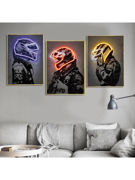 3pcs 40x50cm Neon Motorcycle Rider Fashion Wall Art Prints Without Frame, For Living Room, Bedroom, Hotel, Gallery, Canvas Printing ArtworkI discovered amazing products on SHEIN.com, come check them out! Neon Motorcycle, Rider Fashion, Motorcycle Wall Art, Frame For Living Room, Neon Painting, 5 Min Crafts, Canvas Printing, Paintings Decor, Bedroom Hotel