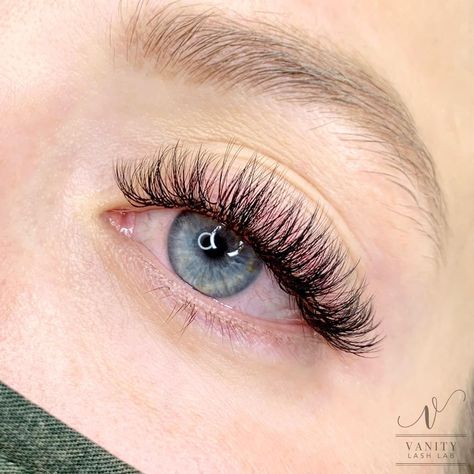 Eyelash Extensions Blue Eyes, Hybrid Doll Eye Lash Extensions, Doll Lashes, Blue Eye, Doll Eyes, Lash Extensions, Around The Corner, Eyelash Extensions, Blue Eyes