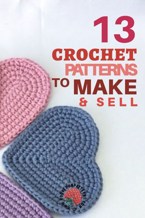 Crochet To Sell, Crochet Projects To Sell, Crochet Craft Fair, Crochet Project Free, Quick Crochet Projects, Crochet Hearts, Cozy Crochet Patterns, Quick Crochet Patterns, Crochet Coaster