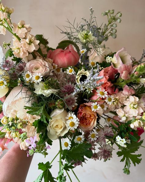 A few bouquets from the month of May. Filled with plenty of peonies, daisies, garden roses, sweet peas and ranunculus. . . . . #elderandwild #bridalbouquet #gardenstylebouquet #nottinghamflorist Dahlia Bouquet, Month Of May, Sweet Peas, Garden Roses, Ranunculus, Nottingham, Garden Styles, Sweet Pea, Dahlia