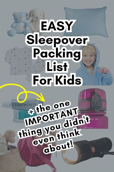 SLEEPOVER PACKING IDEAS - what to pack for slumber parties for kids. Easy sleepover checklist plus a super important thing that we don't think about when sending kids to sleepover parties! #sleepoverparty Backyard Sleepover, Pack For A Sleepover, Sleepover Checklist, Sleepover Packing, Slumber Party Foods, Sleepover Packing List, Checklist Ideas, Sleepover Tents, Camping Backyard