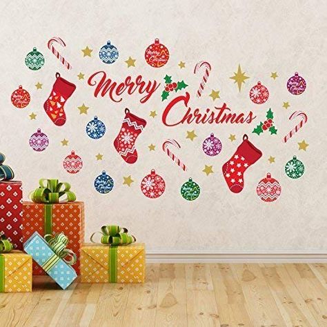 Wallflexi Christmas Decorations Wall Stickers " Merry Christmas Decoration Set" Wall Murals Decals living Room Children Nursery School Restaurant Cafe Hotel Home Office Décor, multicolour #kitchenamp;home Office Holiday Decorations, Christmas Mural, Daycare Signs, Xmas Display, Christmas Goals, Christmas Wall Stickers, Wall Mural Decals, Decoration Restaurant, Family Wall Decor