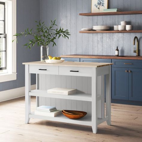 Beachcrest Home Spence Wood Kitchen Island & Reviews - Wayfair Canada Kitchen Island Wood, Rotating Shelf, Furniture Kitchen Island, Casual Kitchen, Unfinished Furniture, Rolling Kitchen Island, Wood Kitchen Island, Kitchen Island Cart, Stools For Kitchen Island