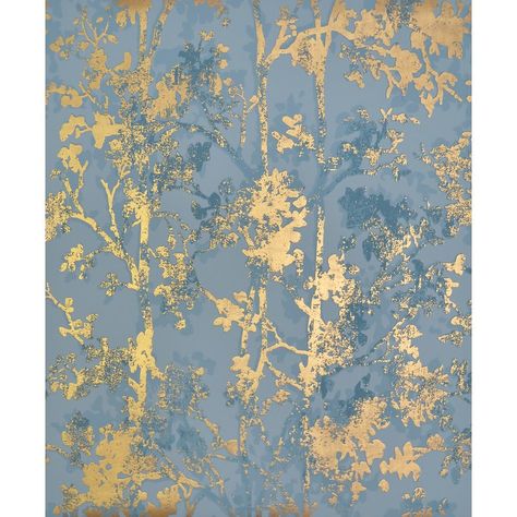 Farley 32.8' L x 20.8" W Shimmering Foliage Wallpaper Roll Foliage Wallpaper, Blue And Gold Wallpaper, York Wallpaper, Manhattan Comfort, York Wallcoverings, Metallic Wallpaper, Damask Wallpaper, Gold Wallpaper, Burke Decor