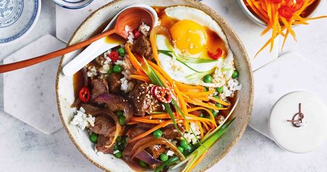 Beef Donburi Recipe, Beef Donburi, Healthy Food On The Go, Donburi Recipe, Donburi Bowl, Best Healthy Foods, Beef Teriyaki, Rice Meat, Cheap Family Meals