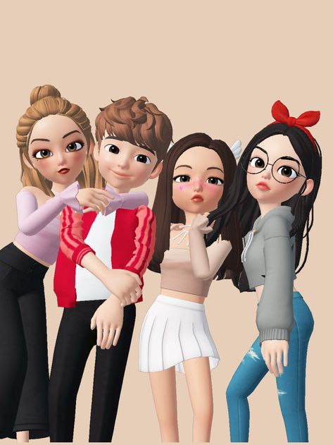 Friendship Pictures Group Cartoon, Four Siblings Aesthetic, Brother Sister Cartoon Sibling, 3girls 1boy Friends Aesthetic, Zepeto Couple, Cute Snapchat Bitmoji Ideas, Brother Pictures, Brother Photos, Sisters Images