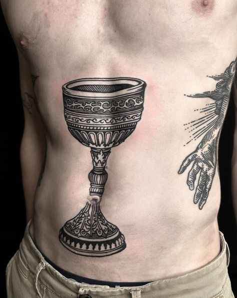 Chalice Tattoo Design, Goblet Tattoo, Anthony Tattoo, Chalice Tattoo, Tattoo Future, Etching Tattoo, Los Angeles Tattoo, Engraving Tattoo, La Tattoo